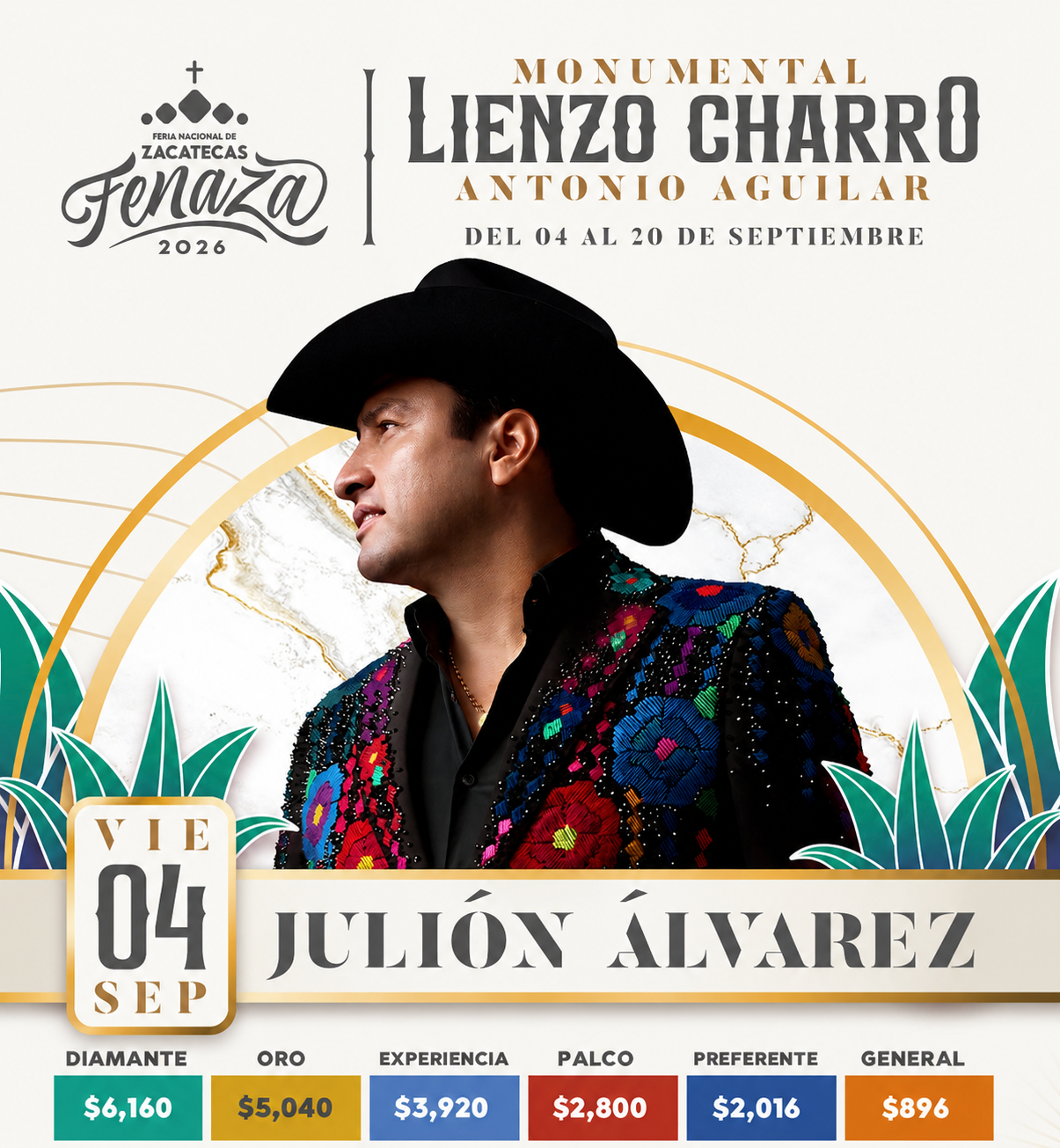 Julión Álvarez 4 de septiembre de 2026 FENAZA Zacatecas 2026